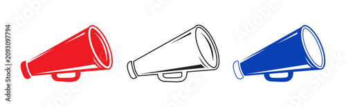 Quadro su tela Cheerleader Megaphone Clipart Set - Outline and Silhouette