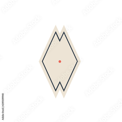 Abstract geometric shape with a red dot