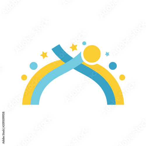 Abstract Rainbow Arch with Stars and Circles