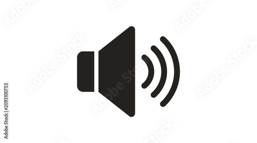 фотографія Speaker icon with sound waves flat black silhouette on white background