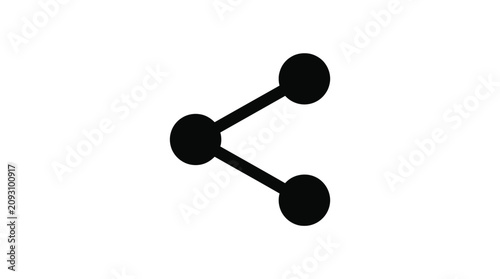 Canvastavla Forked Silhouette Icon On White Background branching