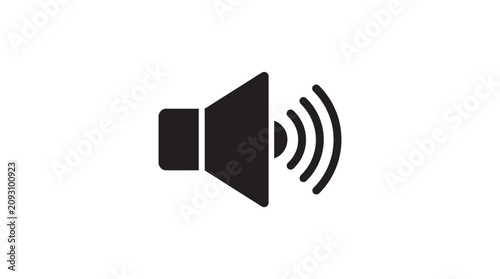 Φωτογραφία Speaker icon with sound waves flat silhouette on a white background