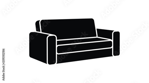 Cuadro en lienzo Sofa Silhouette On White Background Minimalist Furniture Design