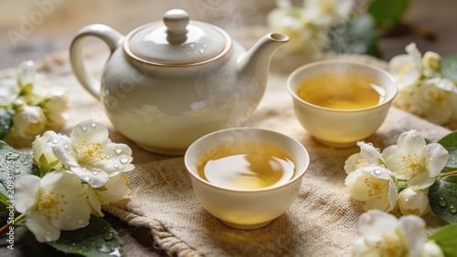 cup of tea with flowers