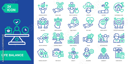 Bild auf Leinwand Life Balance icon collection set