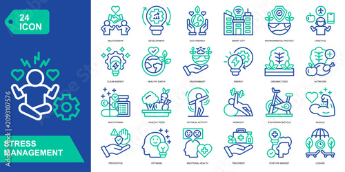 Obraz na płótnie Stress Management icon collection set