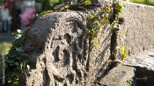 Photos The old stone carved sculptures on the bridge for the bless reason