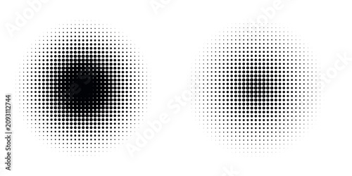 Halftone gradient. Dotted gradient, smooth dots spraying and halftones dot background seamless horizontal geometric pattern vector template set. unique dots modern circles