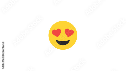 Love, heart eyes emoji, smiling face, yellow icon, vector emoticon