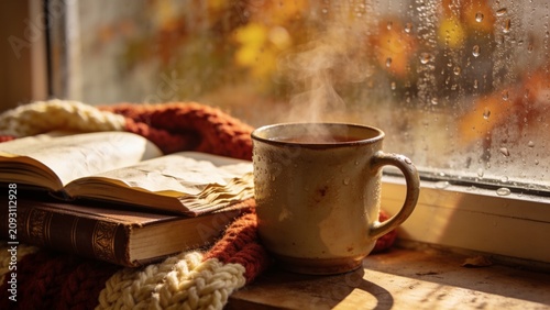 cup of coffee and book