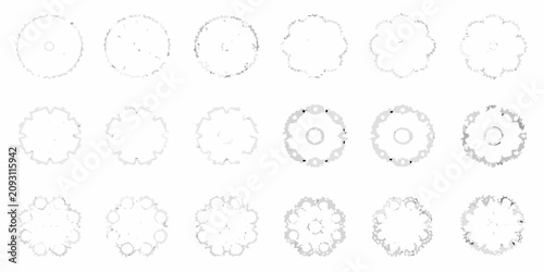 Quadro su tela collection of twelve top down tree plan views in silhouette style on white backg