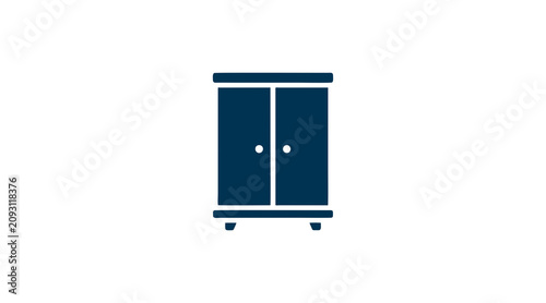 Cuadro en lienzo Modern blue wardrobe with double doors and wheels.