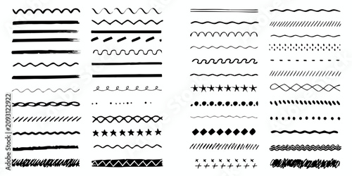 Konstfotografi diverse collection of hand drawn sketchy lines on white background varied line a