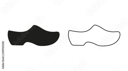 Bild auf Leinwand Wooden clog silhouette and outline on a white background