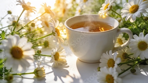 cup of tea with flowers