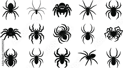 Fotografía Halloween spider silhouettes collection diverse arachnid designs for spooky deco