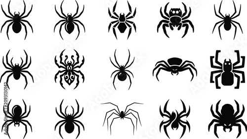 Photos Halloween spider silhouettes collection diverse arachnid designs for spooky seas