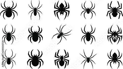 Tableau sur toile Halloween spider silhouettes collection diverse arachnid designs for spooky seas
