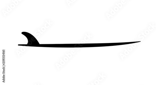 Obraz na płótnie Minimalist black silhouette of a surfboard fin on white background simple icon d