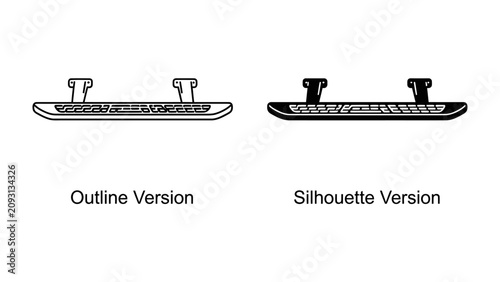 Принти на полотні Automotive Running Board: A visual comparison of two automotive running board designs, presented as an outline version and a silhouette version, showcasing versatility in automotive accessories
