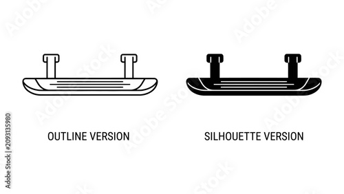 Outline and Silhouette of Car Running Board: A visual comparison showing the outline and silhouette versions of a car running board, often used for vehicle accessibility and aesthetics.