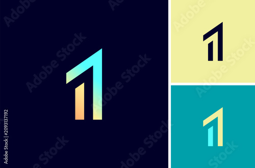 Number 1, digital cyber numeral one, multi colored numbers made lines, vector illustration 10EPS