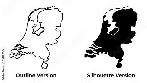 Photos Outline and Silhouette Maps of the Netherlands