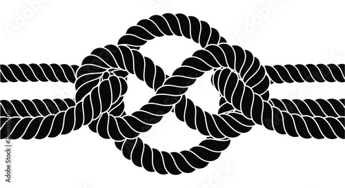 Foto Rope knot silhouette on a white background detailed nautical design