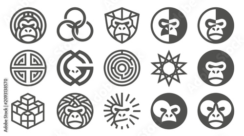 Photography Monkey face logo designs.