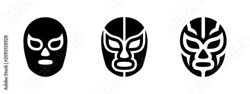 Fotografie Lucha Libre Mask Silhouette Icons Set