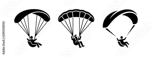 Obraz na płótnie Paragliding and parachute descent icon set