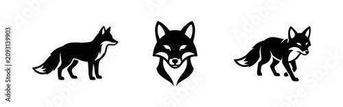 Canvas Print Fox Silhouettes Icon Set - Wild Animals in Various Poses