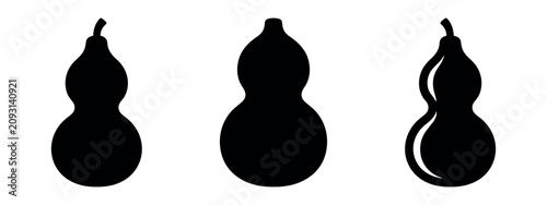 Cuadro en lienzo Set of traditional Chinese gourd or calabash icons
