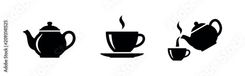 Tableau sur toile Teapot and teacup icons set