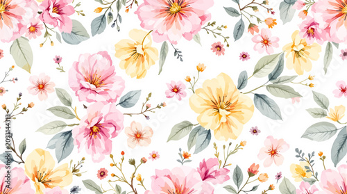 Blue and Pink Floral Border