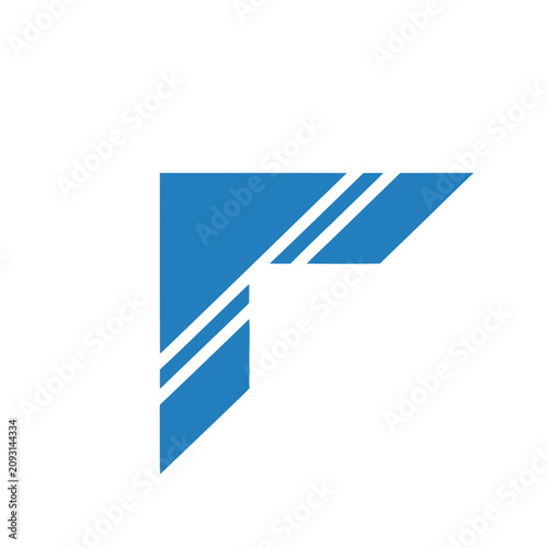 Abstract Blue Corner Shape with Stripes