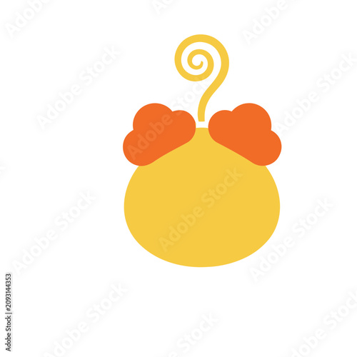 Yellow round object with orange accents and swirl