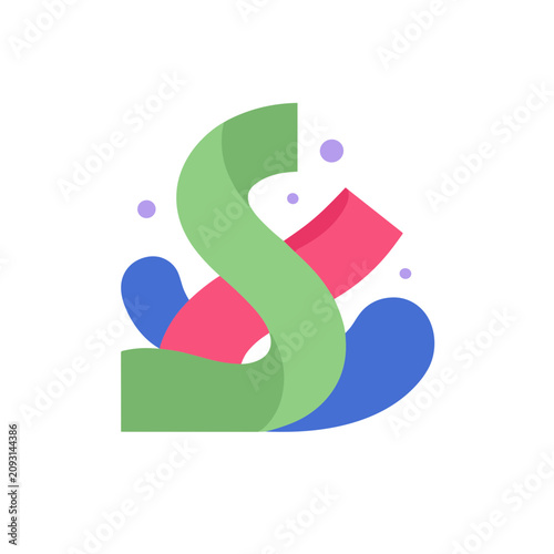 Abstract colorful ribbon and shapes