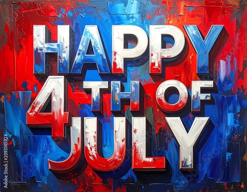 Happy 4th of July patriotic holiday typography.