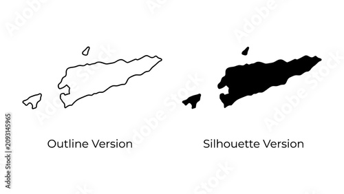 Bild auf Leinwand Timor-Leste Map Outline and Silhouette: A clear illustration showing the outline and silhouette of the country of Timor-Leste, perfect for cartography and geographical representation