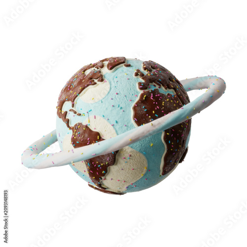 Planet Earth Cake with Chocolate Continents and Sprinkles