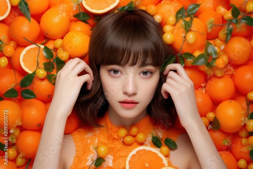 Girl photography grapefruit portrait.