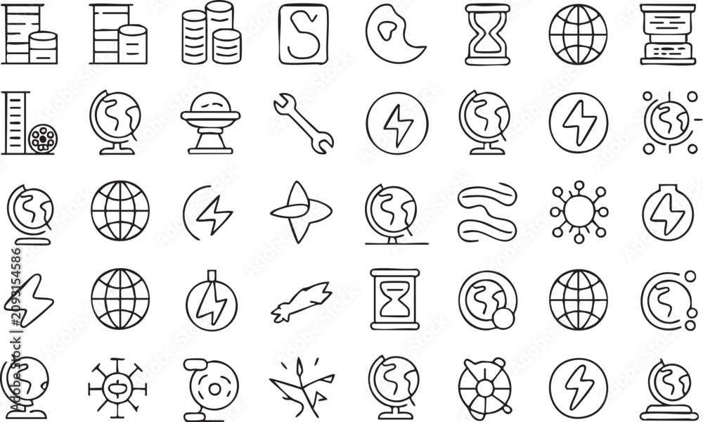 Naklejka premium Clean Energy, Climate and Ecology Vector Icons for Green Business Design