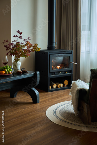 living room with fireplace