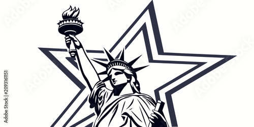 Slika na platnu Black silhouette of torch and laurel wreath symbolizing freedom symbol simple mi