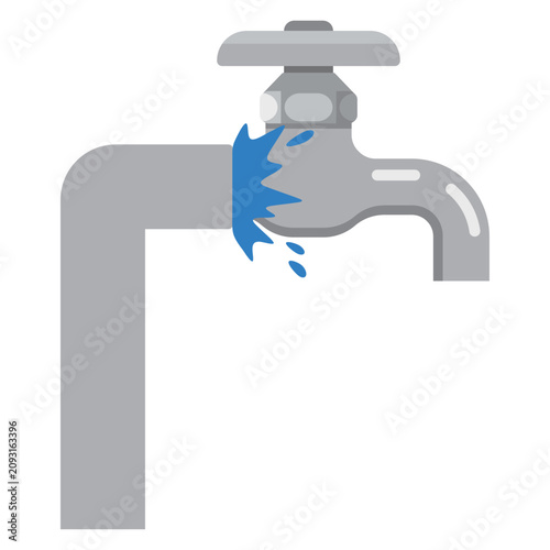 Illustration of a faucet with a water leak from the connection point