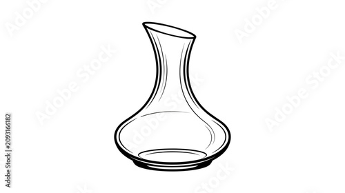 Elegant Glass Wine Decanter - Simple Line Art Illustration