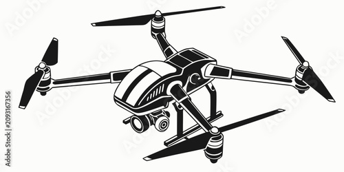 Photos Black silhouette of quadcopter drone with extended propellers