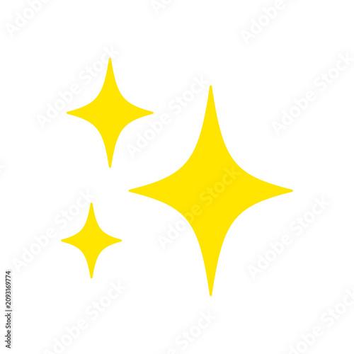 Photography Sparkles emoji icon, shiny flashes of three cluster star yellow vector