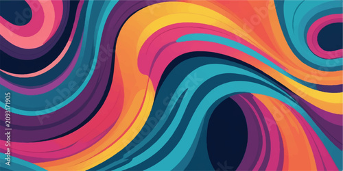 Tableau sur toile Abstract swirling lines of vibrant colors create a dynamic and fluid background, evoking a sense of movement and energy
